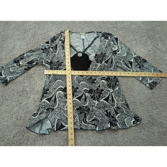 Vintage CDW Woman Womens Medium Black Floral Paisley Eyelet Made In USA - Picture 3 of 6